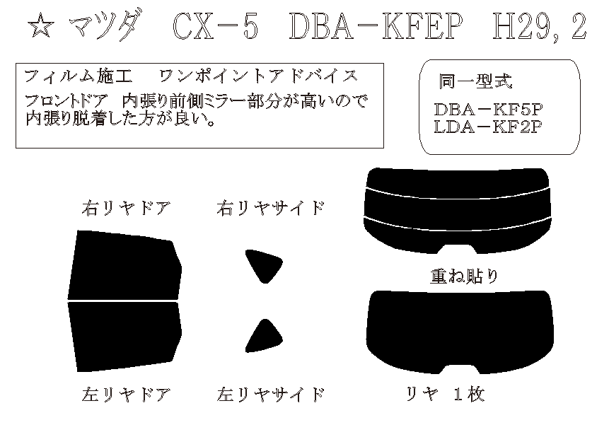 CX-5 型式: KF2P/KF5P/KFEP 初度登録年月/初度検査年月: H29/2